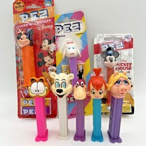 VTG PEZ Dispenser Lot Disney Mickey Mouse Garfield Lamb Sheep Thin Feet +5 Loose